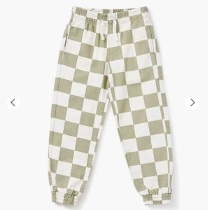 Girls Checkered Sage and White Checkered Pocket Joggers. SOLD OUT!